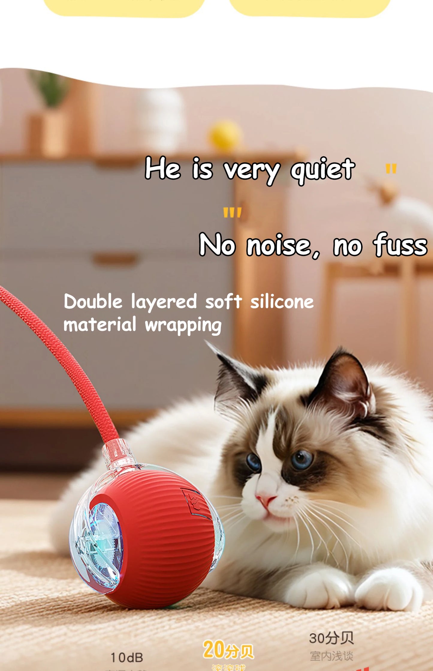 Interactive Cat Ball Toy – Rechargeable & Motion-Activated