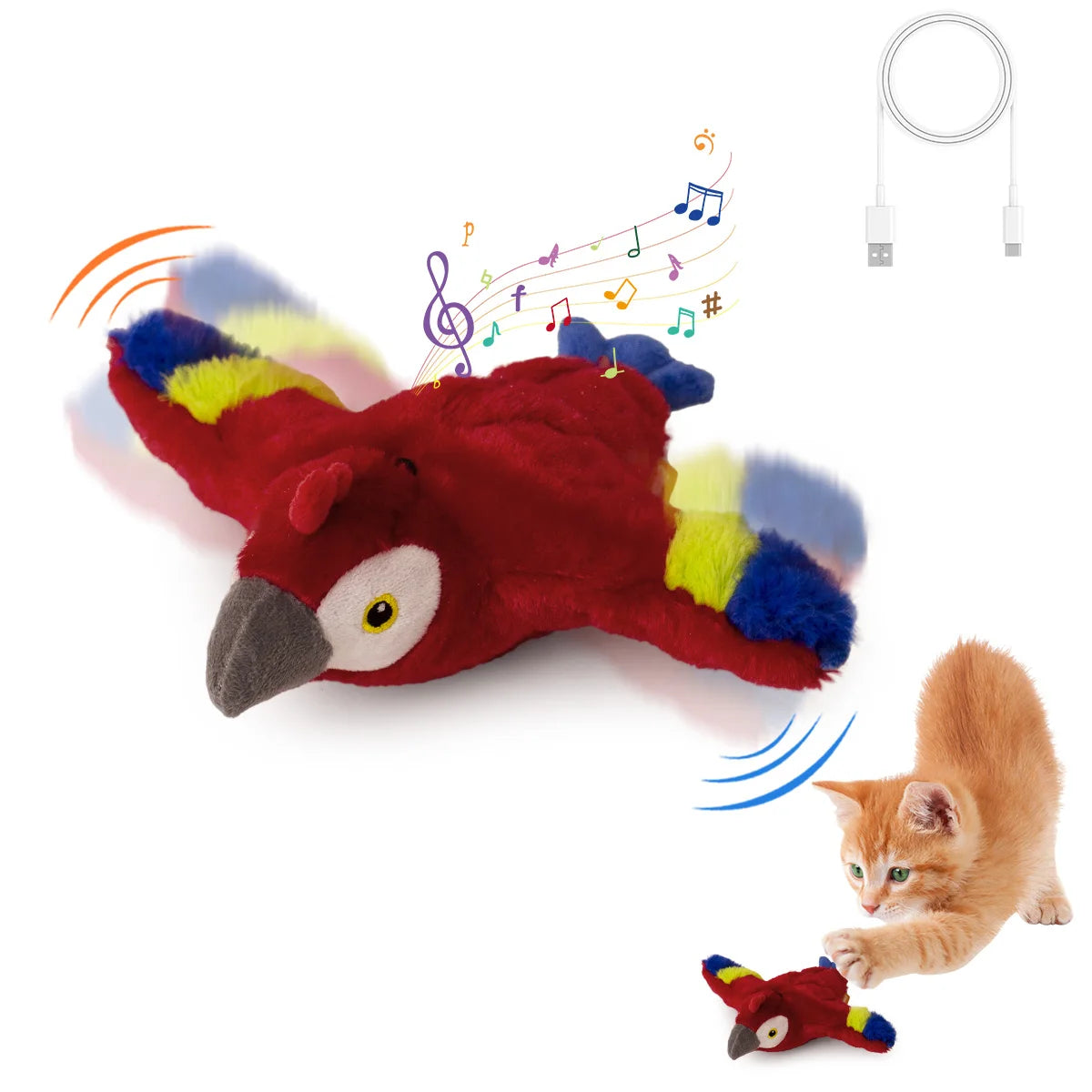 Interactive Flapping Bird Cat Toy with Realistic Sounds & Catnip – Plush Indoor Play for Cats & Kittens