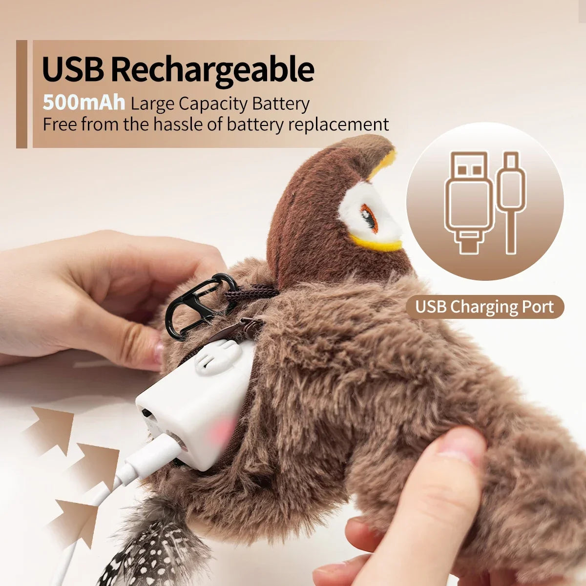 Interactive Flapping Bird Cat Toy with Realistic Sounds & Catnip – Plush Indoor Play for Cats & Kittens