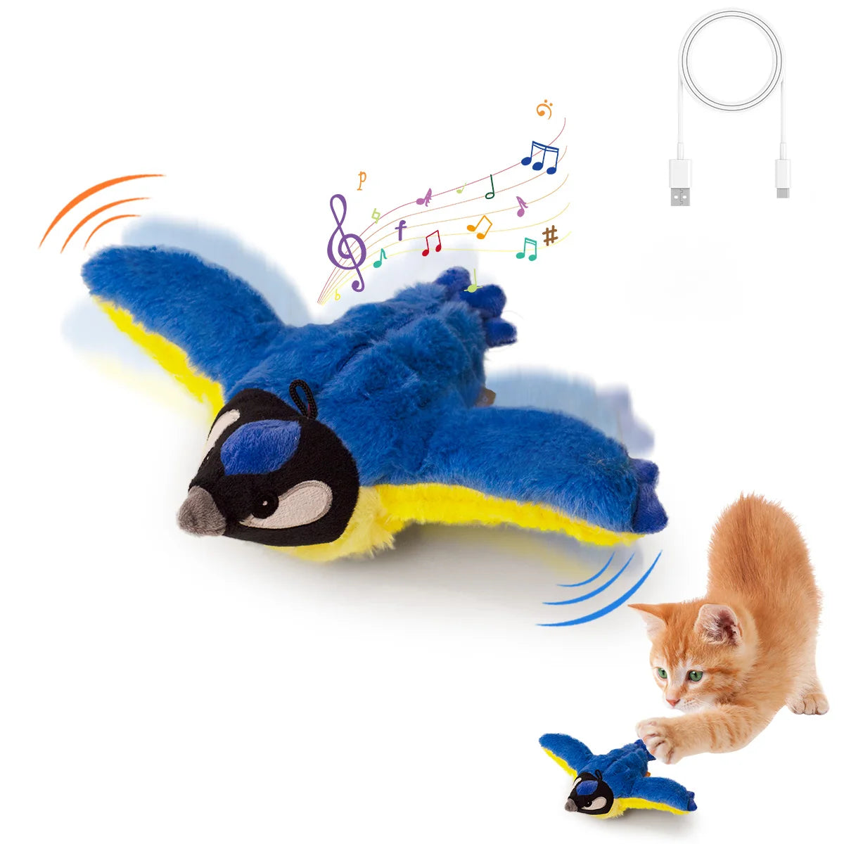 Interactive Flapping Bird Cat Toy with Realistic Sounds & Catnip – Plush Indoor Play for Cats & Kittens