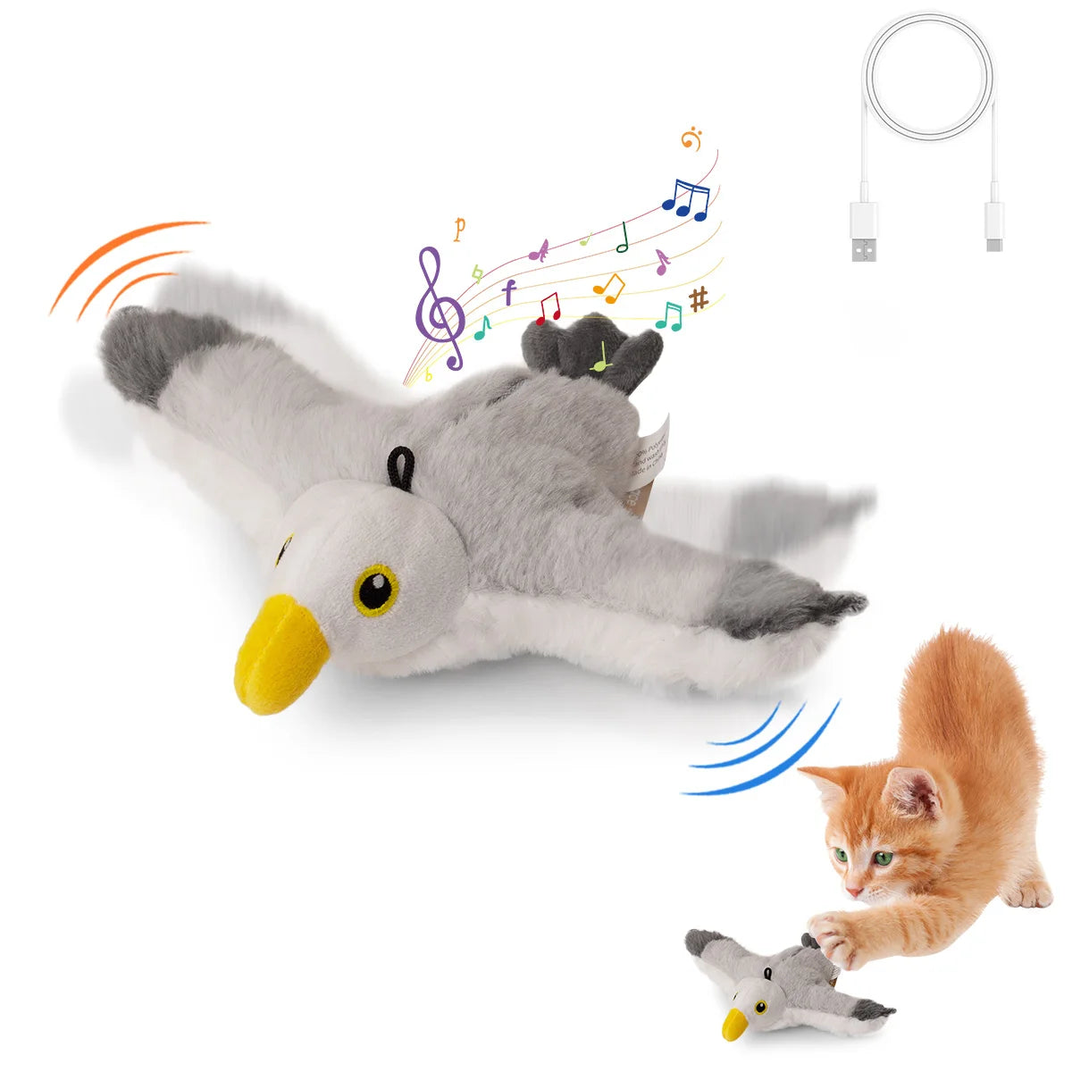 Interactive Flapping Bird Cat Toy with Realistic Sounds & Catnip – Plush Indoor Play for Cats & Kittens