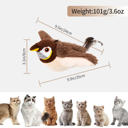 Interactive Flapping Bird Cat Toy with Realistic Sounds & Catnip – Plush Indoor Play for Cats & Kittens